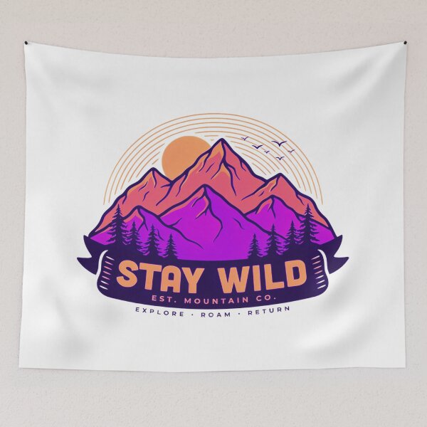 Item preview, Stay Wild Mountain Graphic  Retro Outdoor T-Shirt Design designed and sold by Gabe1983.