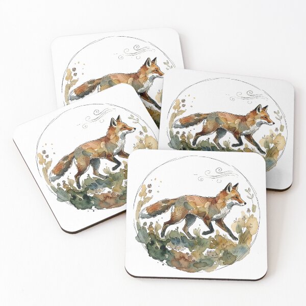 Item preview, Red Fox in a Field Watercolor designed and sold by Wild Creative Art.