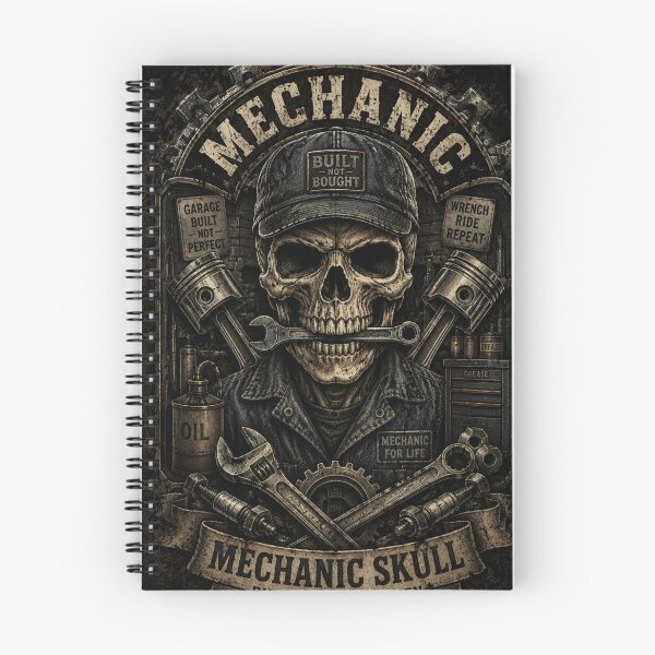 Item preview, Mechanic Skull – Built Not Bought Vintage Garage Design designed and sold by UrbanPrintVibes.