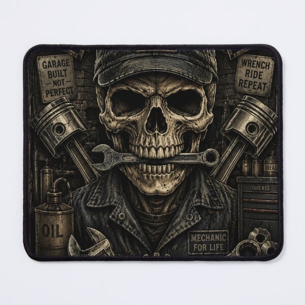 Item preview, Mechanic Skull – Built Not Bought Vintage Garage Design designed and sold by UrbanPrintVibes.