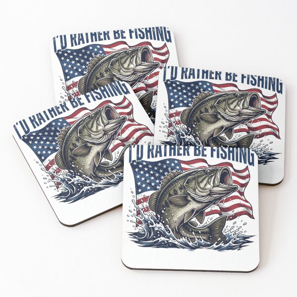 Item preview, I'd Rather Be Fishing Fourth of July Bass Flag designed and sold by JMDesignHub.