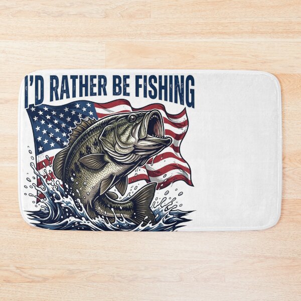 Item preview, I'd Rather Be Fishing Fourth of July Bass Flag designed and sold by JMDesignHub.