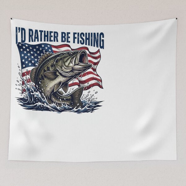 Item preview, I'd Rather Be Fishing Fourth of July Bass Flag designed and sold by JMDesignHub.