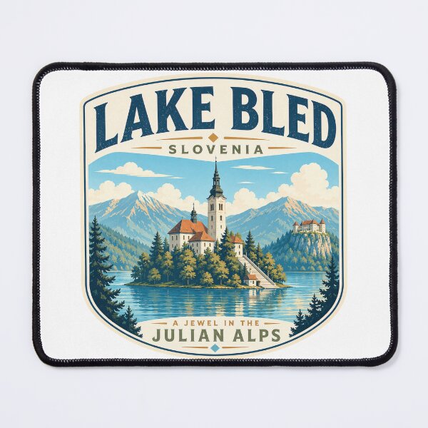 Item preview, Lake Bled Slovenia vintage travel emblem designed and sold by pod24.