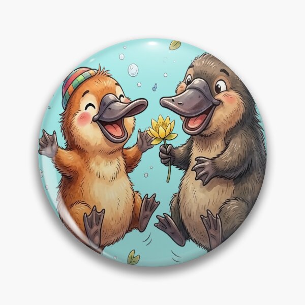 Item preview, Happy Platypus Friends – Cute Flower Sharing Illustration designed and sold by mikemuchu.