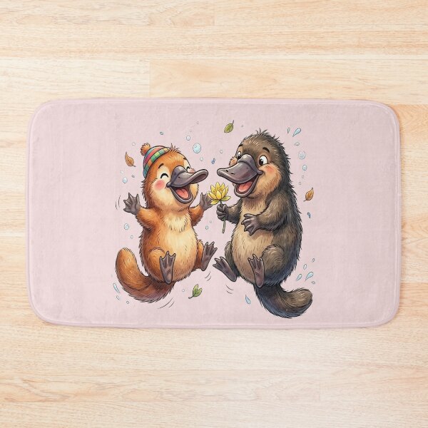 Item preview, Happy Platypus Friends – Cute Flower Sharing Illustration designed and sold by mikemuchu.