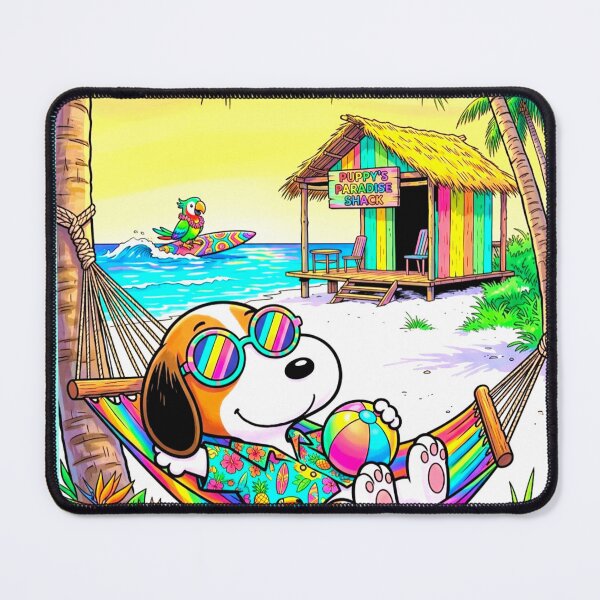 Item preview, Cute Beagle Puppy Hammock Beach Sticker – Tropical Paradise Dog designed and sold by ExploreAura Studio.