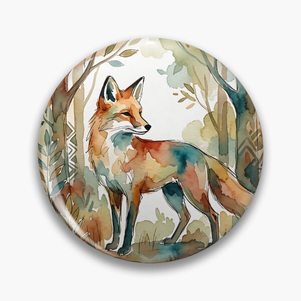 Item preview, Red Fox in Forest Watercolor Illlustration designed and sold by Wild Creative Art.