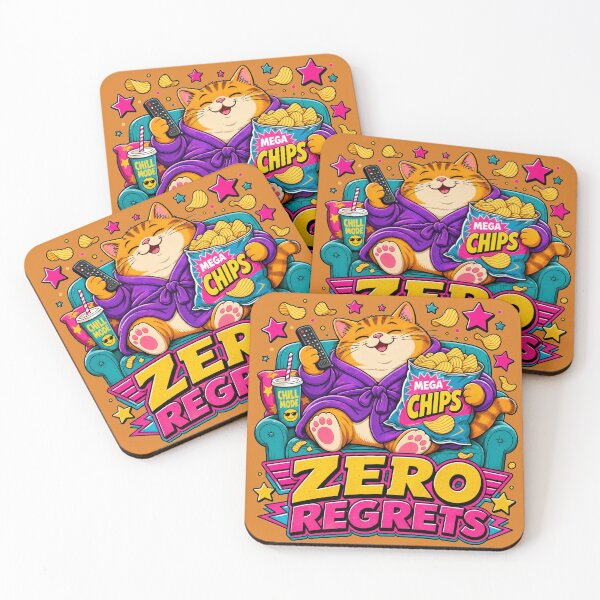 Item preview, Zero Regrets Lazy Cat – Funny Couch Potato Kitten Robe & Chips Art designed and sold by puzzell.