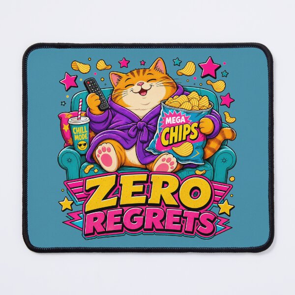 Item preview, Zero Regrets Lazy Cat – Funny Couch Potato Kitten Robe & Chips Art designed and sold by puzzell.