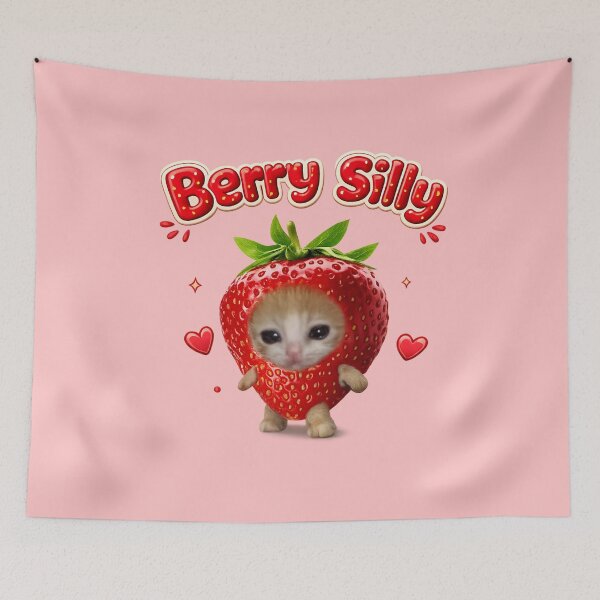 Item preview, Berry Silly Strawberry Cat designed and sold by jeehh.