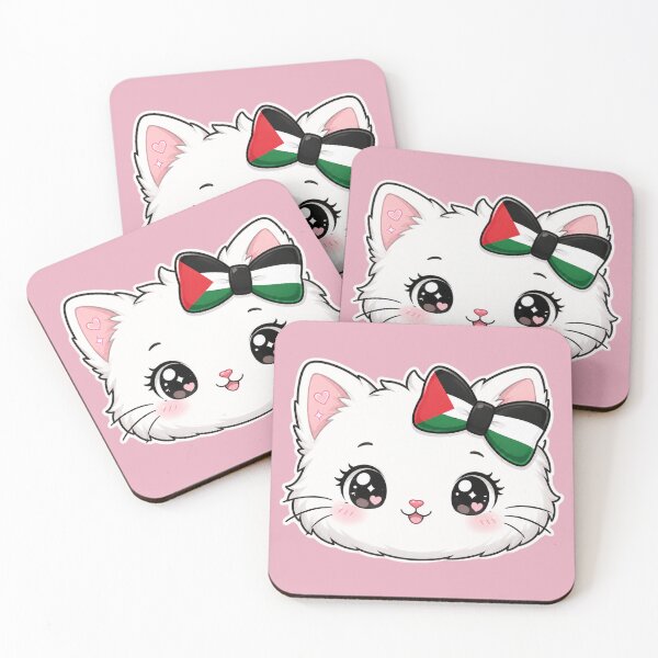 Item preview, Kawaii Cat with Palestine Flag Bow | Free Palestine Cute Sticker designed and sold by Dollette Heaven.