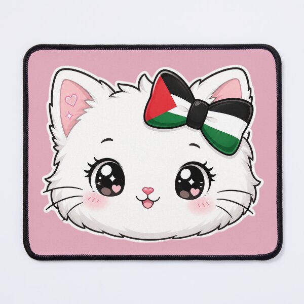 Item preview, Kawaii Cat with Palestine Flag Bow | Free Palestine Cute Sticker designed and sold by Dollette Heaven.