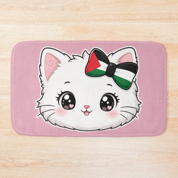 Item preview, Kawaii Cat with Palestine Flag Bow | Free Palestine Cute Sticker designed and sold by Dollette Heaven.