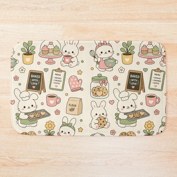 Item preview, Sweet Bunny Bakery Kawaii Pattern designed and sold by Soft Berry Studio.