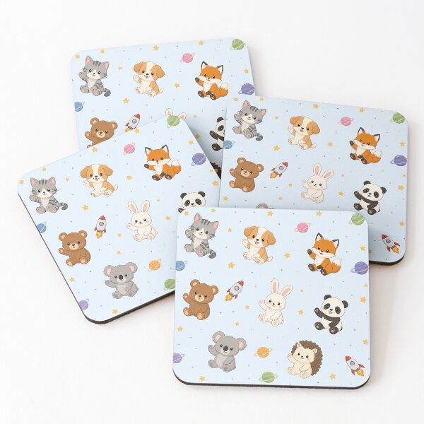 Item preview, Cute Kawaii Animals in Space Seamless Pattern designed and sold by Seculinator.