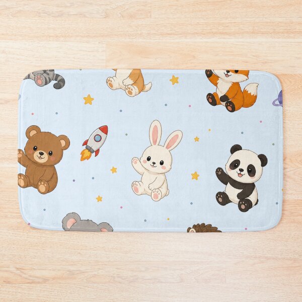 Item preview, Cute Kawaii Animals in Space Seamless Pattern designed and sold by Seculinator.