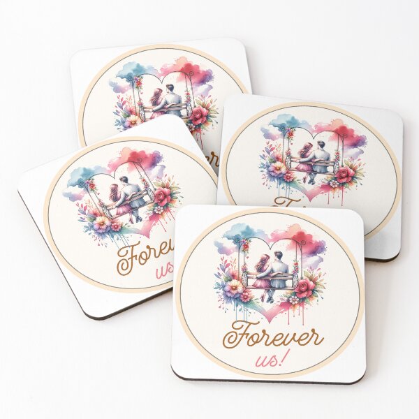 Item preview, Forever Us Coaster | Romantic Couple Gift | Watercolor Love Artwork | Anniversary Drink Coaster designed and sold by Fernhaven.