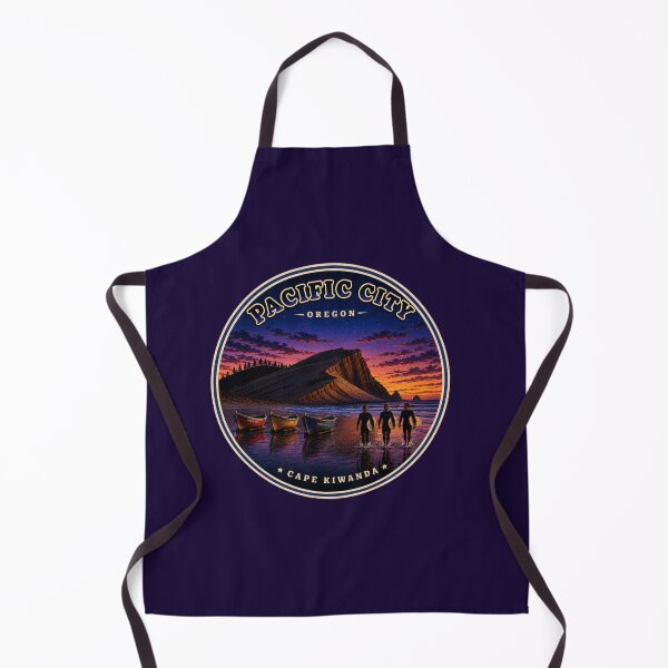 Item preview, Pacific City Oregon Badge | Cape Kiwanda Sunset Surfers & Dory Boats Vintage Travel Design designed and sold by Swanny's Custom T-shirt and Gift Designs.