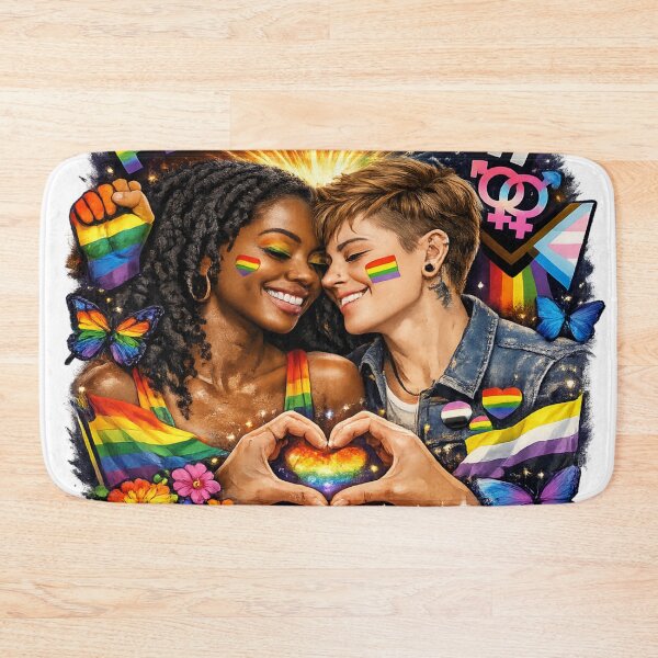 Item preview, LGBTQ Rainbow couple aesthetic art design designed and sold by urbanshop7.
