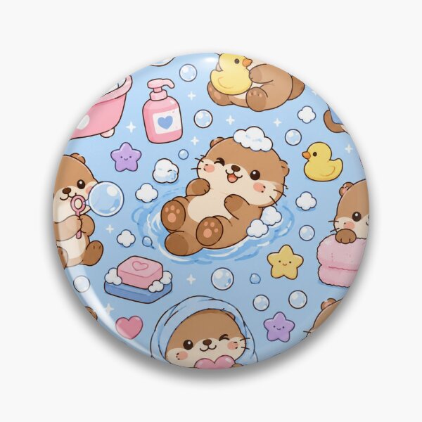 Item preview, Kawaii Otter Bubble Bath Pattern designed and sold by Soft Berry Studio.