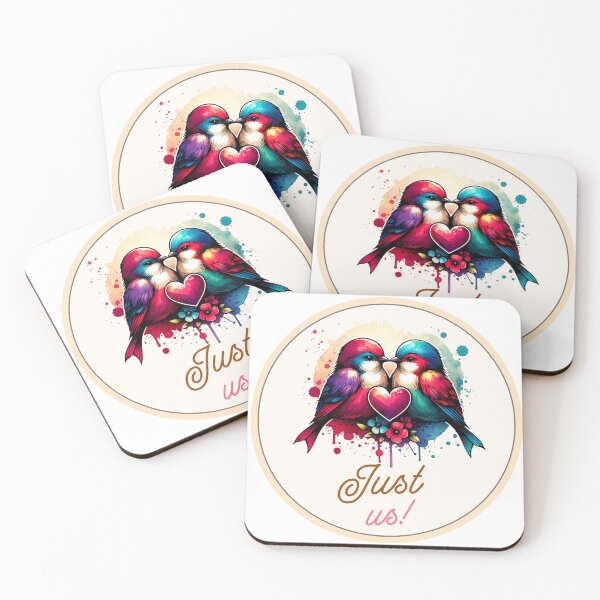 Item preview, Just Us Bird Coaster | Love Birds Drink Coaster | Romantic Couple Gift | Heartwarming Relationship Decor designed and sold by Fernhaven.