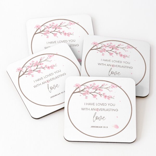 Item preview, I Have Loved You With an Everlasting Love | Jeremiah 31:3 Cherry Blossom Bible Verse Print Sticker T-shirt Art designed and sold by Olive Thread Co..