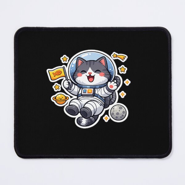 Item preview, Cute Astronaut Cat Floating in Space Funny Kawaii Kitty Sticker designed and sold by TheZyro.