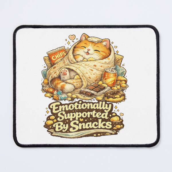 Item preview, Emotionally Supported By Snacks - Cute Burrito Cat Funny Meme T-Shirt designed and sold by NarpLTD.