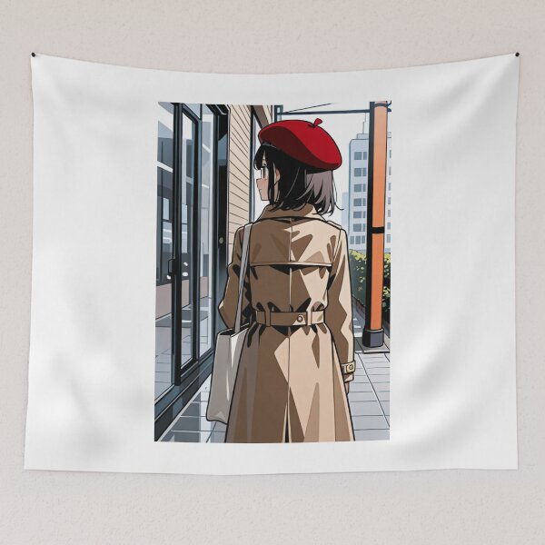 Item preview, Fashion - sideview woman beige trench designed and sold by AnimeShin.