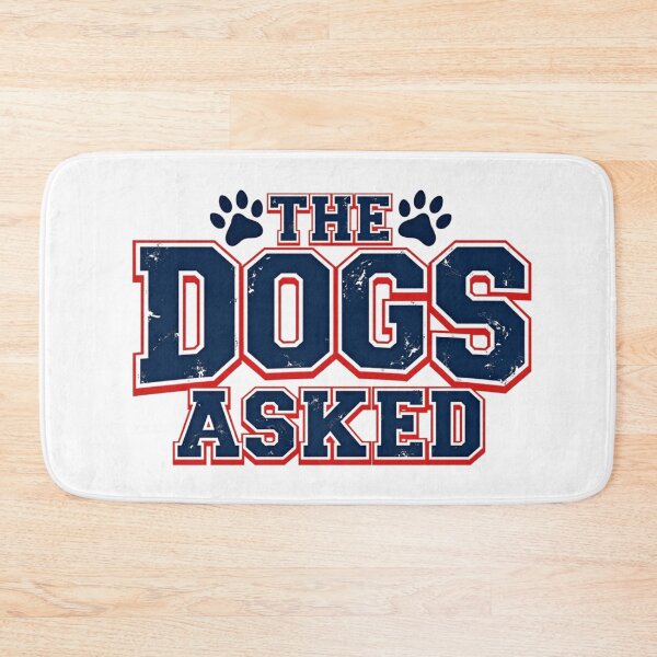 Item preview, The dogs asked in varsity style with paw prints designed and sold by Prints by Mat.
