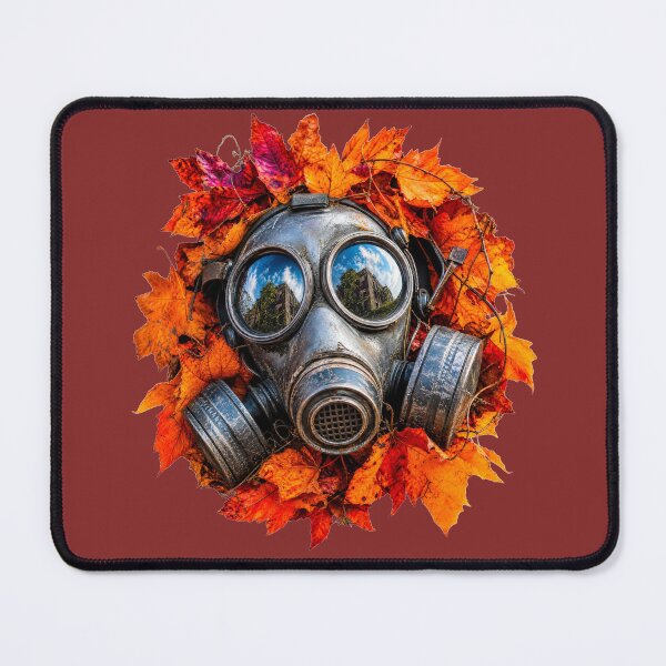 Item preview, Autumn Apocalypse – Post Apocalyptic Gas Mask and Fall Leaves Art designed and sold by puzzell.