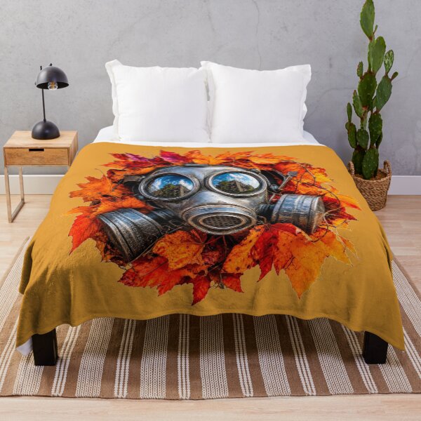 Item preview, Autumn Apocalypse – Post Apocalyptic Gas Mask and Fall Leaves Art designed and sold by puzzell.