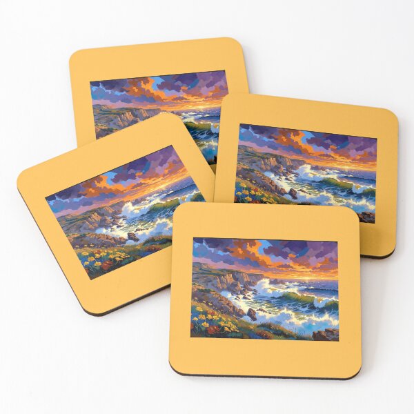 Item preview, Bold Dramatic Coastal Cliffs Sunset Seascape designed and sold by Nexus Space.