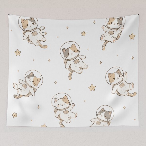 Item preview, Cozy Kawaii Space Cat Astronaut Seamless Pattern designed and sold by Seculinator.