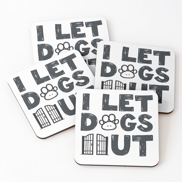 Aperçu de l'œuvre I let dogs out avec empreinte de patte et portails ouverts créée et vendue par Prints by Mat.