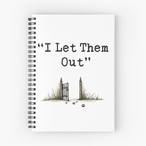 Item preview, I let the dogs out with open gate, grass and paw prints designed and sold by Prints by Mat.