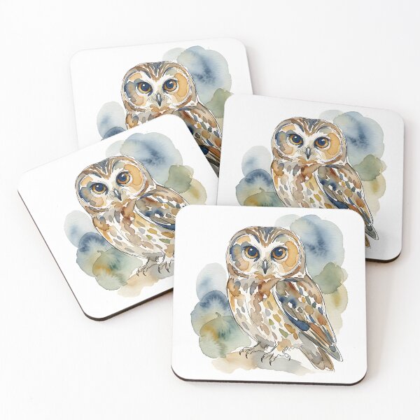 Item preview, Saw-Whet Owl Watercolor Design designed and sold by Wild Creative Art.