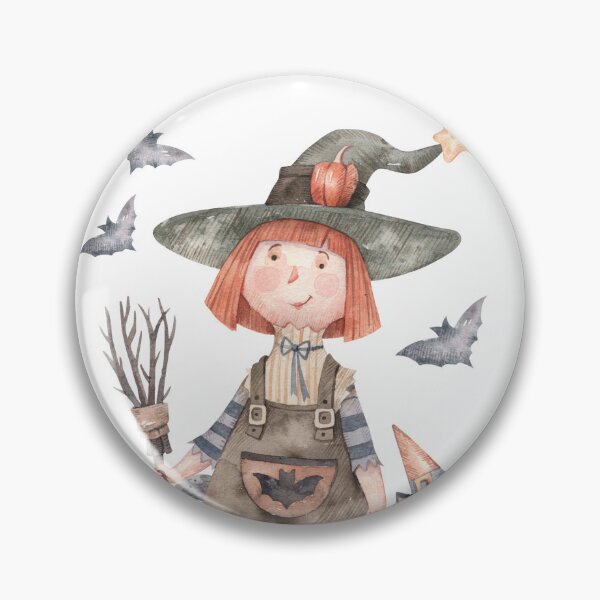 Item preview, Cute Little Witch Girl with Cats Watercolor Halloween designed and sold by SashaZinch.
