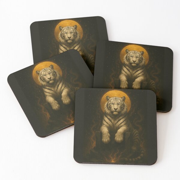Item preview, Golden Moon White Tiger Fantasy Art designed and sold by ManJiangHong.