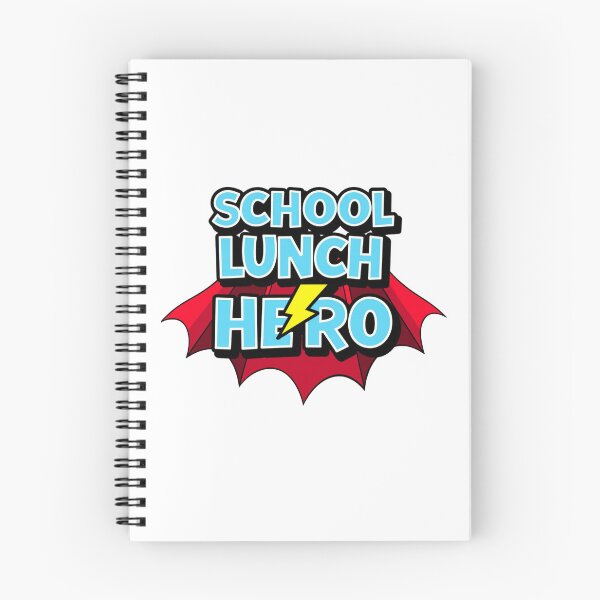 Item preview, Blue School Lunch Hero text with red cape and lightning bolt designed and sold by Prints by Mat.