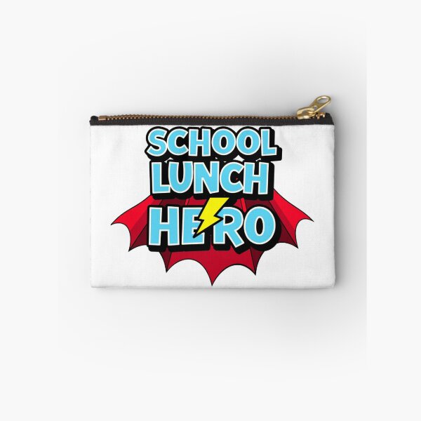 Item preview, Blue School Lunch Hero text with red cape and lightning bolt designed and sold by Prints by Mat.