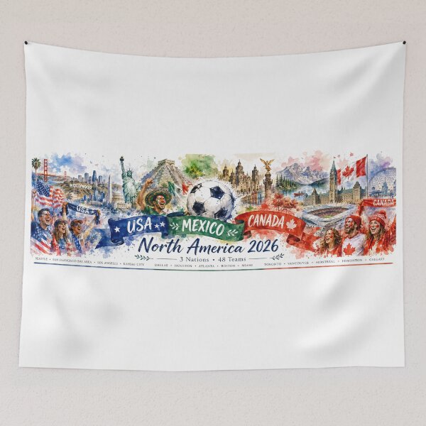 Item preview, North America 2026 Soccer, Watercolor USA Mexico Canada Football Cup, Fan Gift for Soccer Lovers designed and sold by emaga.