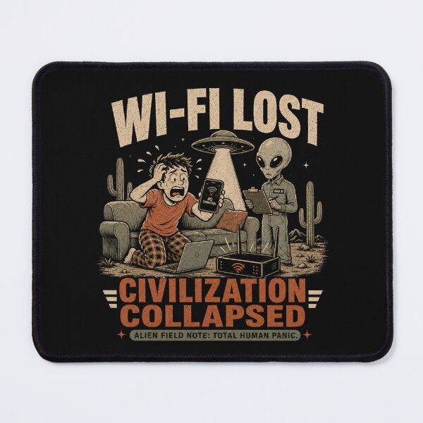 Item preview, Wi-Fi Lost Civilization Collapsed – Funny Alien Internet Design designed and sold by BlackSector77.