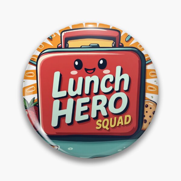 Item preview, Red lunchbox with Lunch Hero Squad text and fruit designed and sold by Prints by Mat.