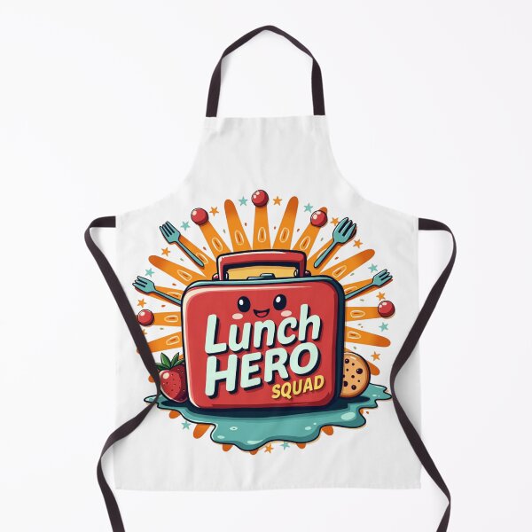 Item preview, Red lunchbox with Lunch Hero Squad text and fruit designed and sold by Prints by Mat.
