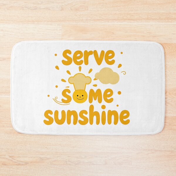 Item preview, Serve some sunshine text with smiling sun in a chef hat designed and sold by Prints by Mat.