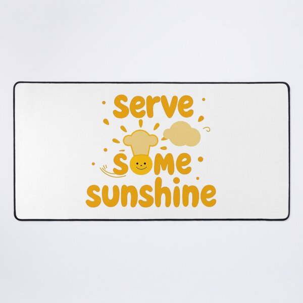 Item preview, Serve some sunshine text with smiling sun in a chef hat designed and sold by Prints by Mat.