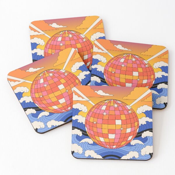 Item preview, Mirrorball Disco Sticker Sunset Gradient Background designed and sold by inkfusionhub99.