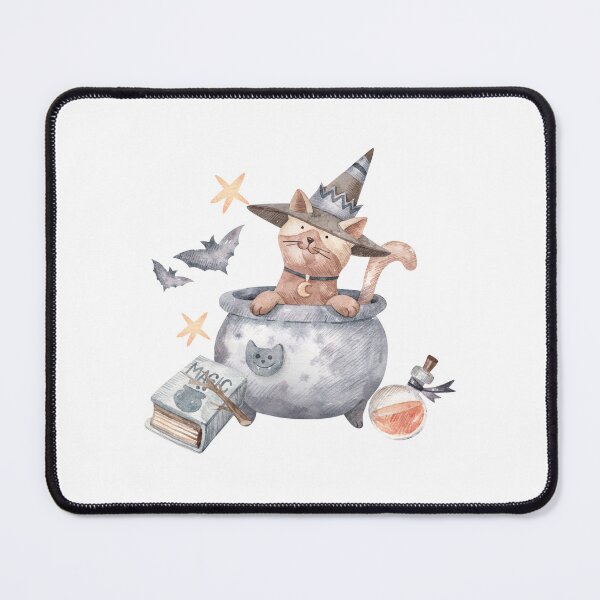 Item preview, Cute Witch Cat in Magic Cauldron Watercolor Halloween designed and sold by SashaZinch.